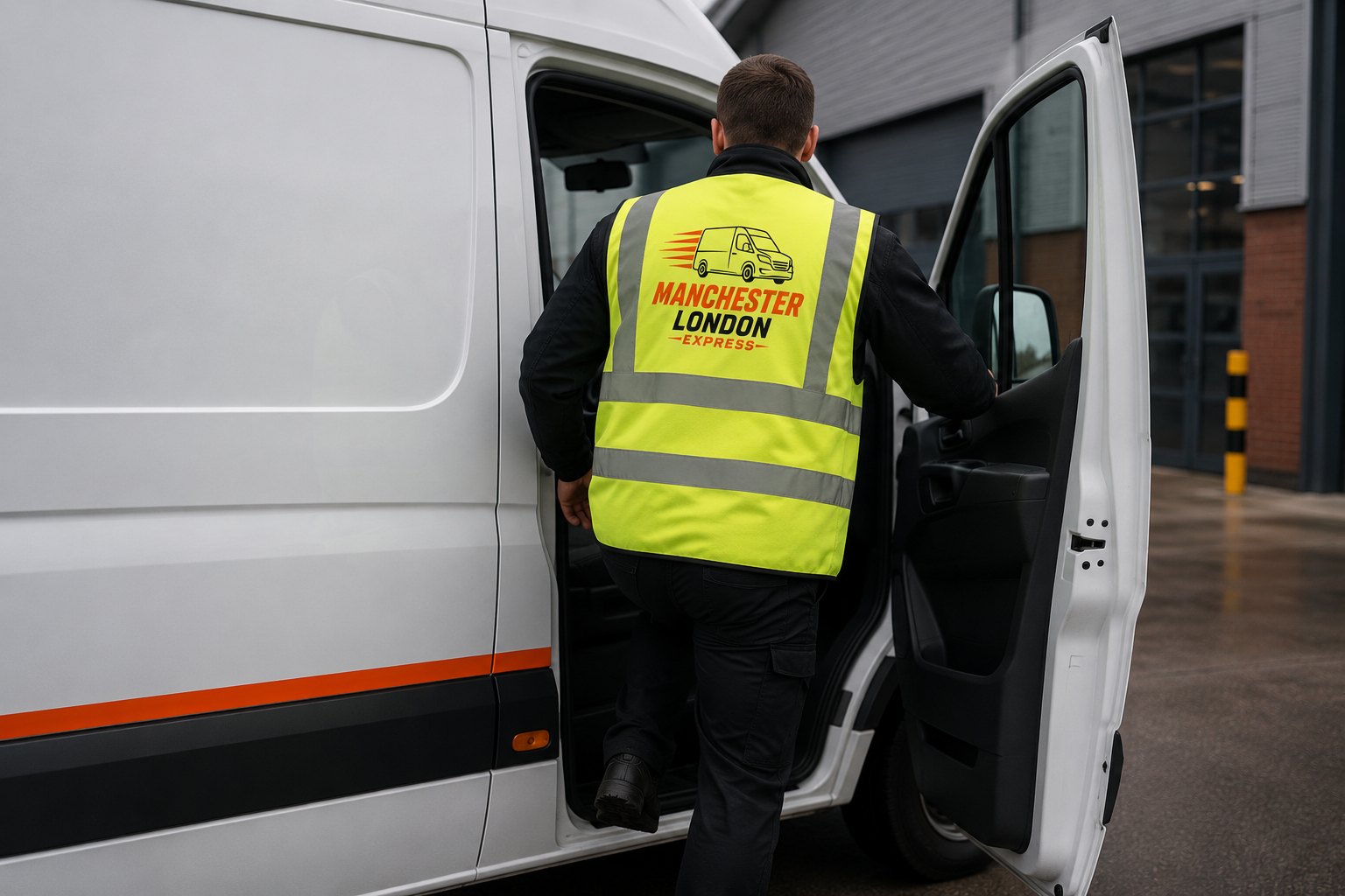 Manchester London Express driver entering van